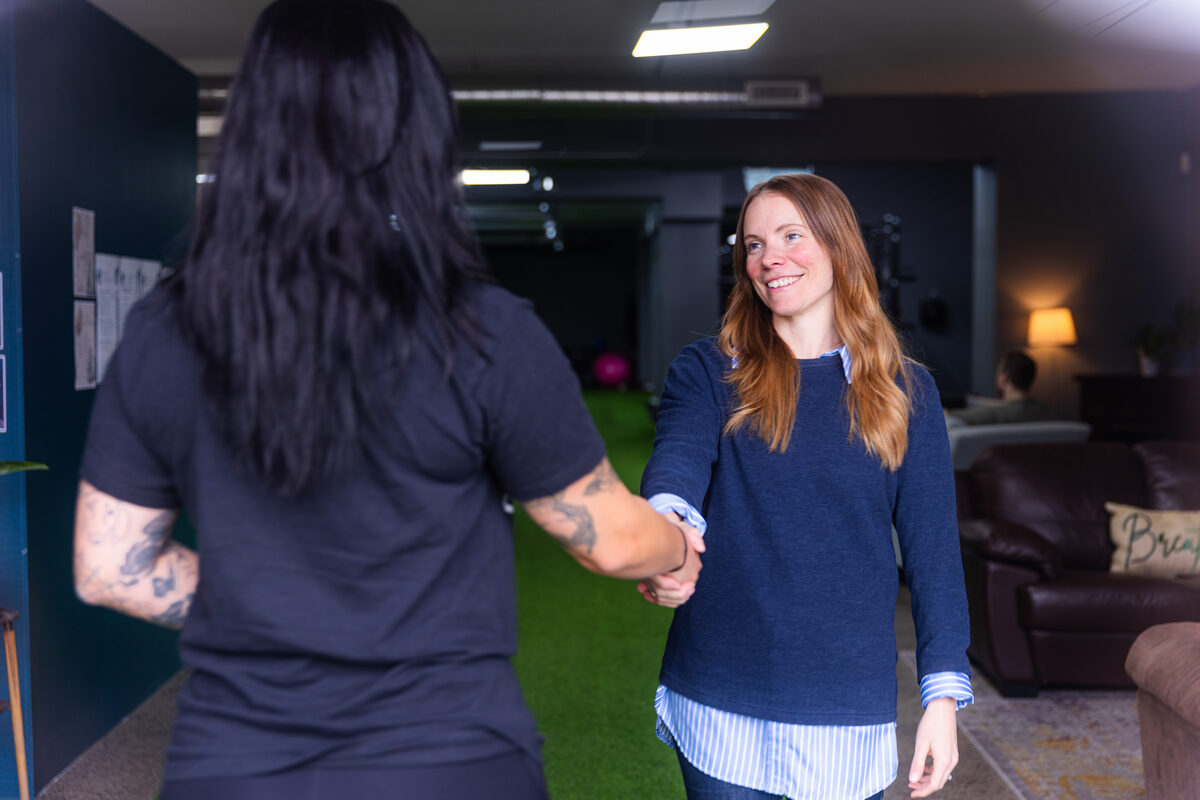Two eFIT members connecting in the facility