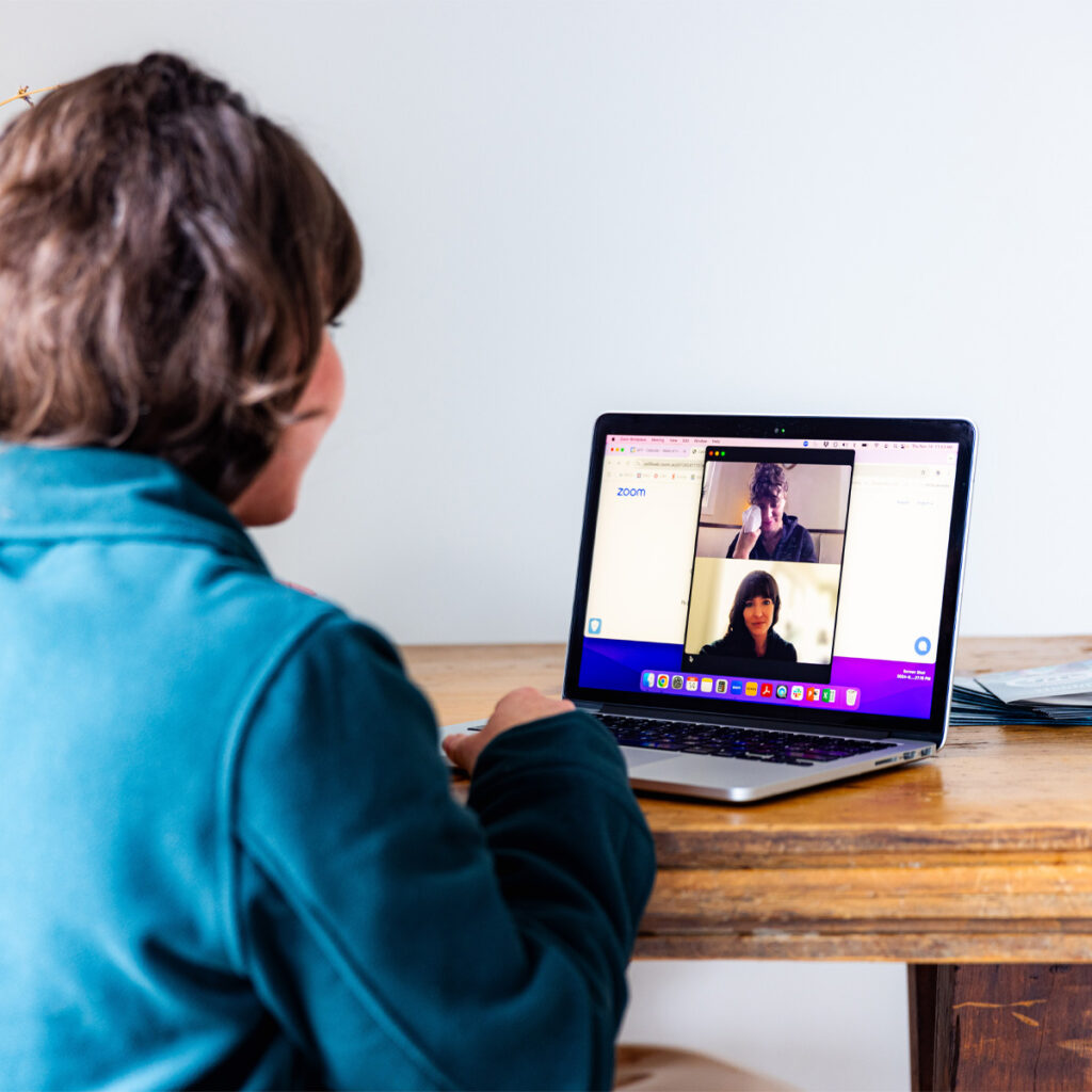 Katherine Gardhouse on a virtual group therapy session