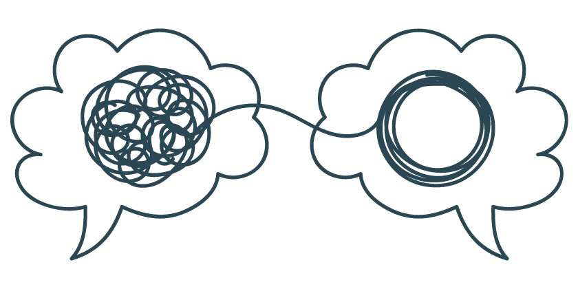 Two speed bubbles with drawings inside them